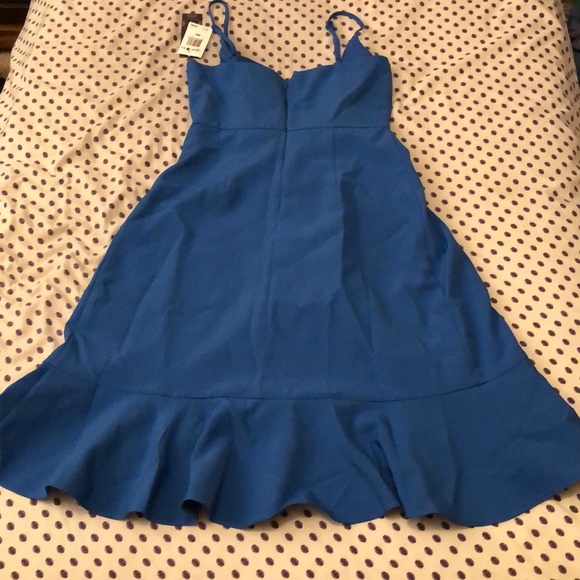 FINAL PRICE Aqua Faux-Wrap Flounce Dress - Picture 2 of 8